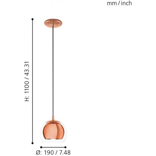 Пендел ROCAMAR 1хE27 max 1х40W IP20 медено