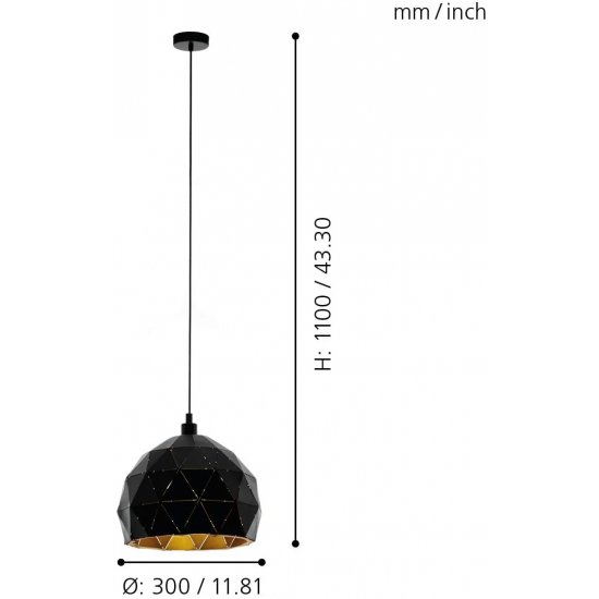 Пендел ROCCAFORTE 1хE27 max 1х60W IP20 черно + златно