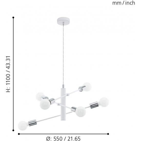 Полилей GRADOLI 6хE27 max 6х60W IP20 бял