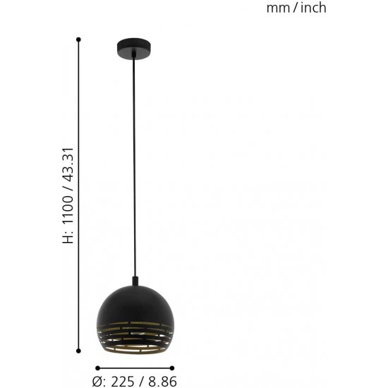 Пендел CAMASTRA 1хE27 max 1х40W IP20 черен