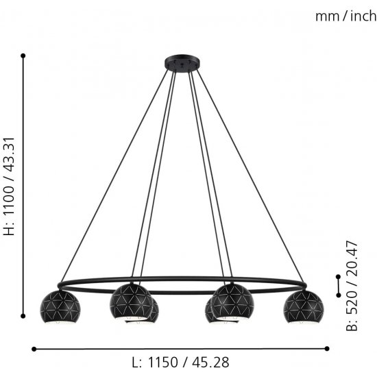 Полилей CANTALLOPS 6хE14 max 6х40W IP20 черен