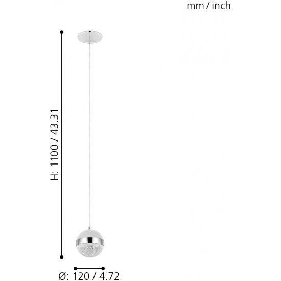 LED пендел LICOROTO 1хG9 max 1х3W 3000K 1x360Lm IP20 хром + бяло