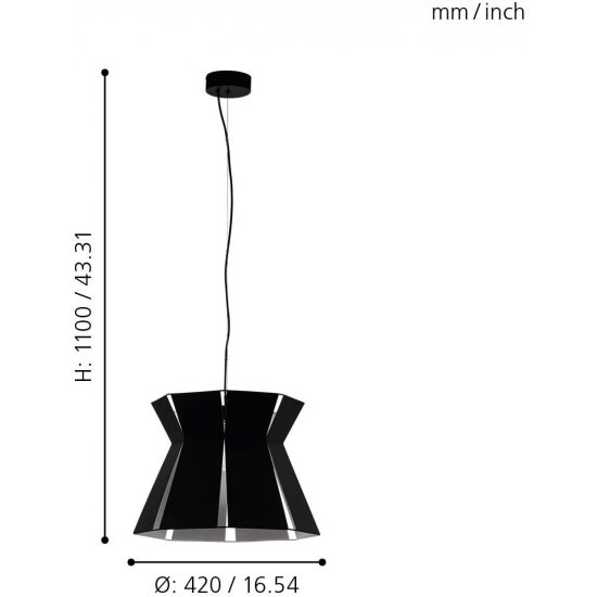Пендел VALECROSIA 1хE27 max 1х40W IP20 черен