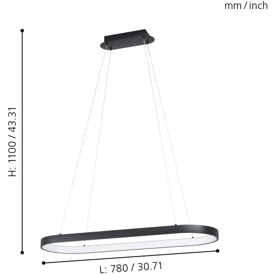 LED пендел CODRIALES 30W 3000K 3000Lm IP20 черен