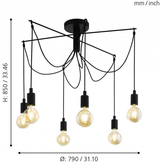 Полилей MUSARA 6хE27 max 6х60W IP20 черен