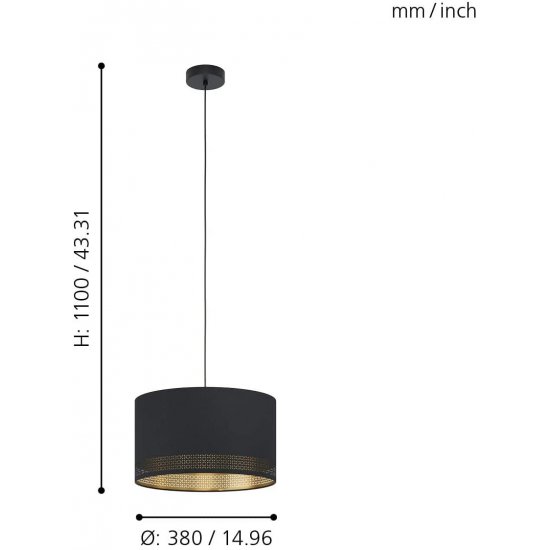 Пендел ESTEPERRA 1хE27 max 1х40W IP20 черно + златисто