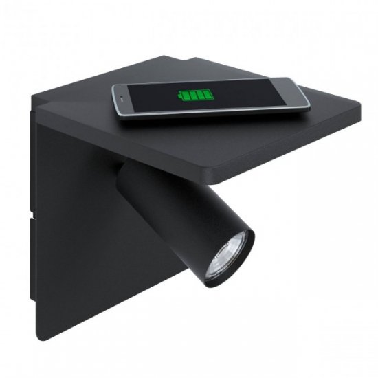 Аплик CIGLIE GU10 max 5W IP20 с QI зарядно черен