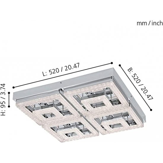 LED плафон FRADELO 48W 3000K 5000Lm IP20 хром + кристал