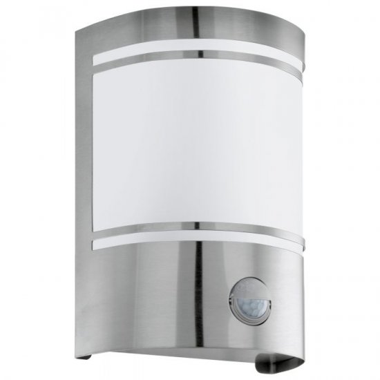 Градинско фасадно тяло CERNO IP44 E27 max 1x40W мат хром със сензор