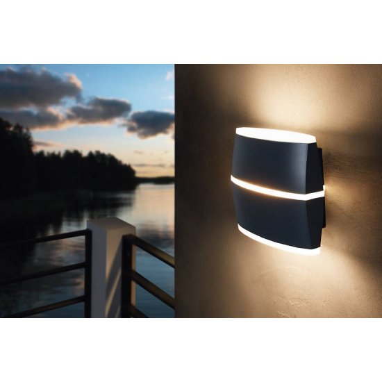 LED фасаден аплик PERAFITA IP44 2x6W 3000K 2x500Lm антрацит