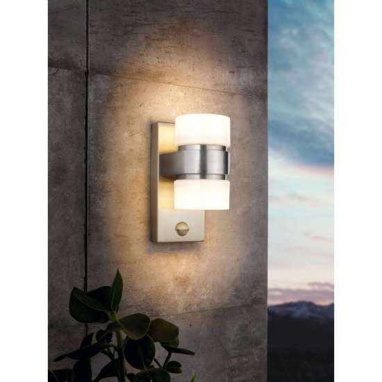 LED фасадно тяло ATOLLARI IP44 2x6W 3000K 2x500Lm мат хром със сензор