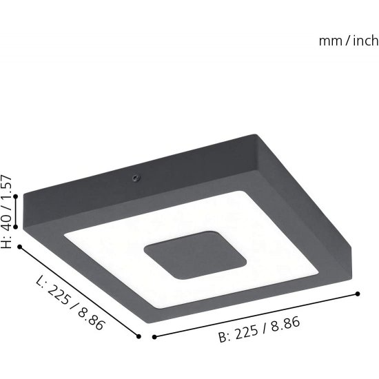 LED фасадно тяло плафон IPHIAS IP44 16.5W 3000K 1700Lm антрацит
