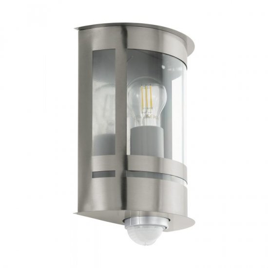 Градинско фасадно тяло TRIBANO IP44 E27 max 1x60W мат хром със сензор