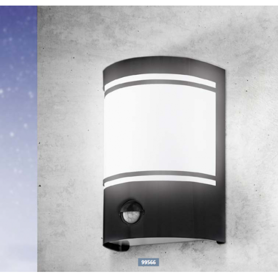 Градинско фасадно тяло CERNO IP44 E27 max 1x40W черно със сензор