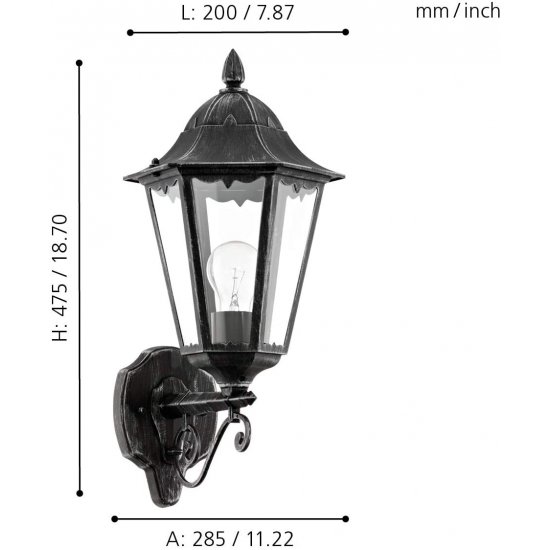 Градински фенер стенен нагоре NAVEDO IP44 E27 max 1x60W бял