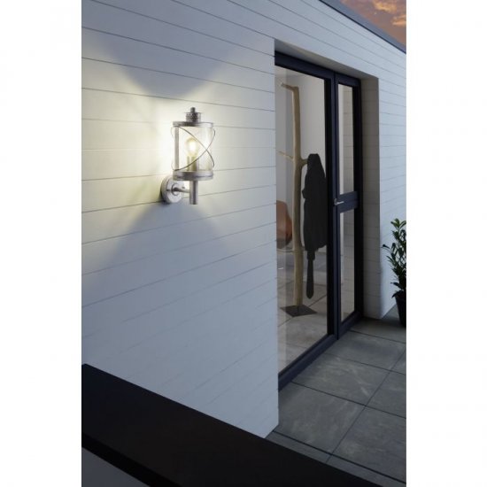 Градински фенер стенен нагоре HILBURN 1 IP44 E27 max 1x60W антик сребристо