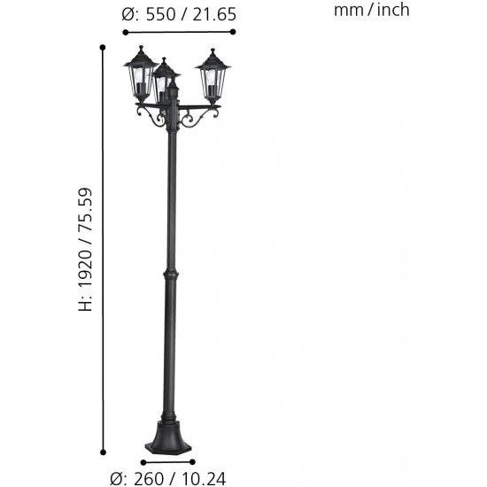 Градински стълб LATERNA 5 IP44 E27 max 3x60W 192см бял