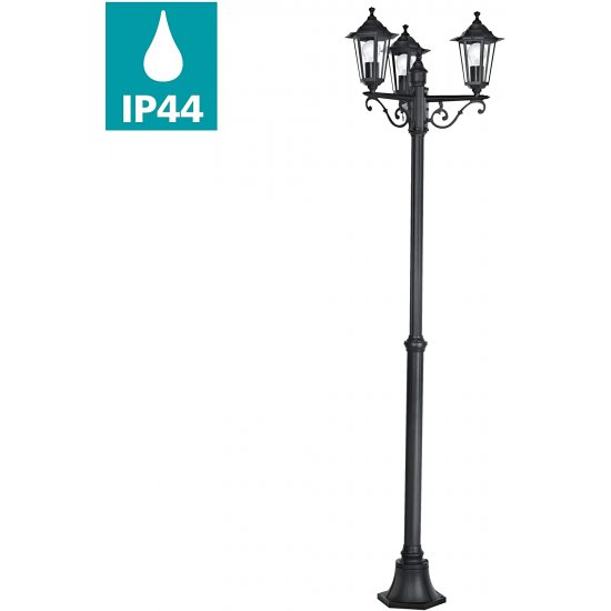 Градински стълб LATERNA 4 IP44 E27 max 3x60W 192см черен