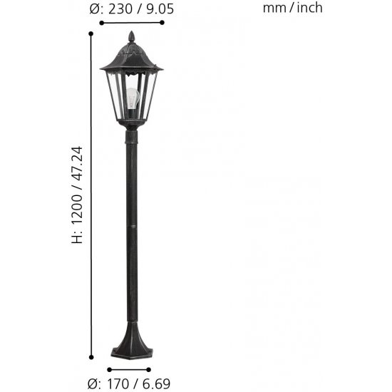 Градински фенер стоящ NAVEDO IP44 E27 max 1x60W 120см бял