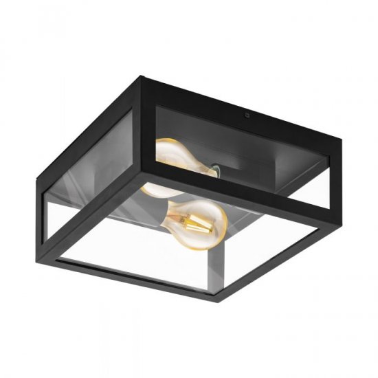 Плафон за баня AMEZOLA IP44 2xЕ27 max 2x40W черен + прозрачно стъкло