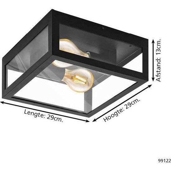 Плафон за баня AMEZOLA IP44 2xЕ27 max 2x40W черен + прозрачно стъкло