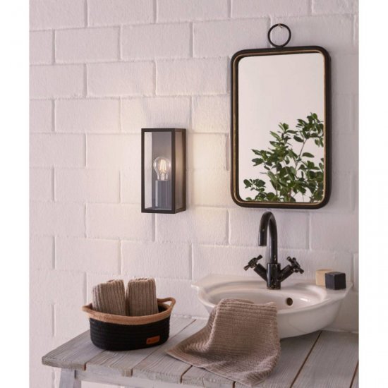 Аплик за баня AMEZOLA IP44 1xЕ27 max 1x60W черен + прозрачно стъкло