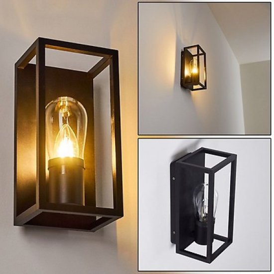 Аплик за баня AMEZOLA IP44 1xЕ27 max 1x60W черен + прозрачно стъкло