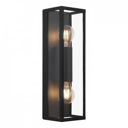 Аплик за баня AMEZOLA IP44 2xЕ27 max 2x60W черен + прозрачно стъкло