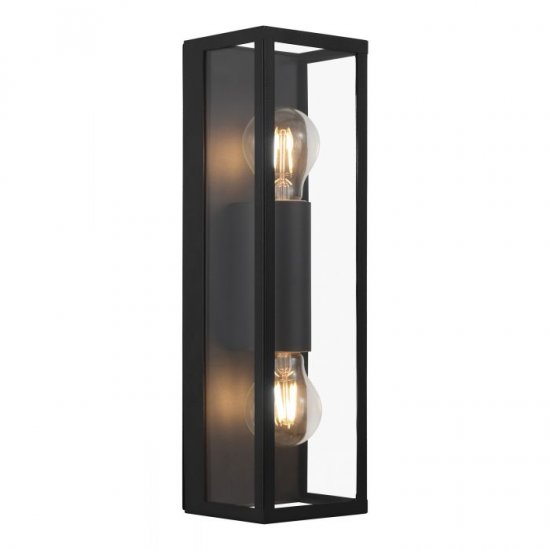 Аплик за баня AMEZOLA IP44 2xЕ27 max 2x60W черен + прозрачно стъкло