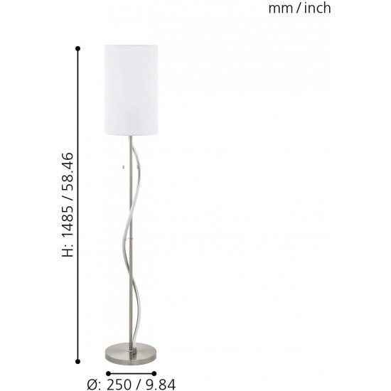 Лампион ESPARTAL Е27 max 60W + LED 11.8W 3000K 1550Lm IP20 ключ с шнур мат никел + бяло