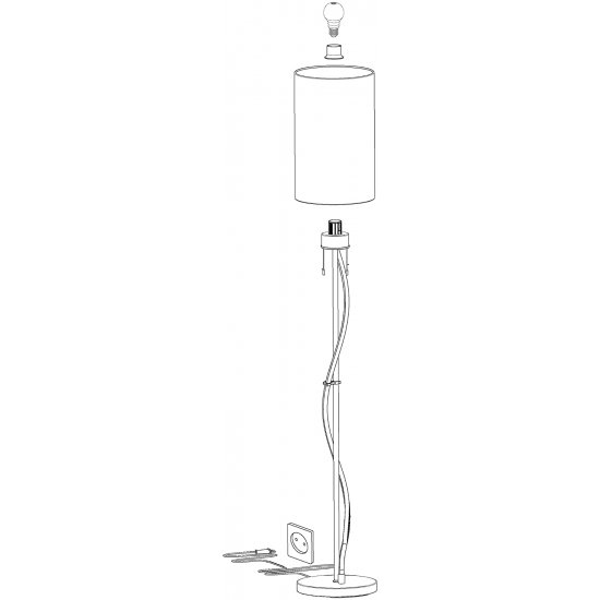 Лампион ESPARTAL Е27 max 60W + LED 11.8W 3000K 1550Lm IP20 ключ с шнур мат никел + бяло