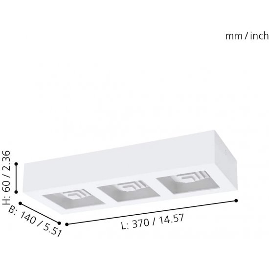 LED плафон FERREROS 3x6.3W 3000K 3x840Lm IP20 бял