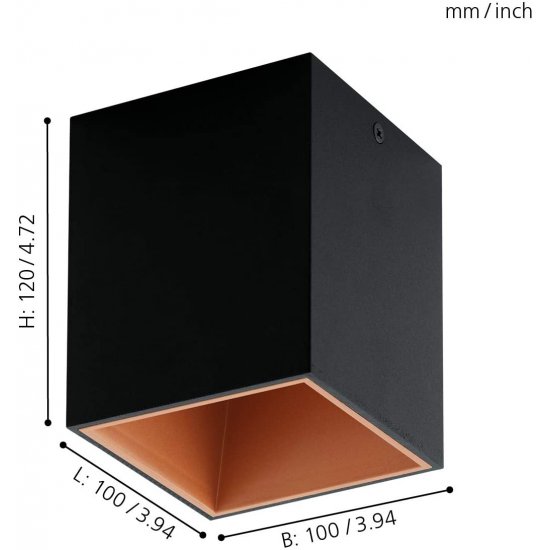 LED луна за външен монтаж POLASSO 3.3W 3000K 340Lm IP20 квадратна черно + медено