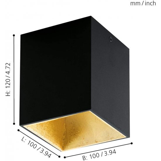 LED луна за външен монтаж POLASSO 3.3W 3000K 340Lm IP20 квадратна черно + златно