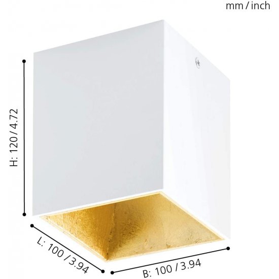 LED луна за външен монтаж POLASSO 3.3W 3000K 340Lm IP20 квадратна бяло + златно