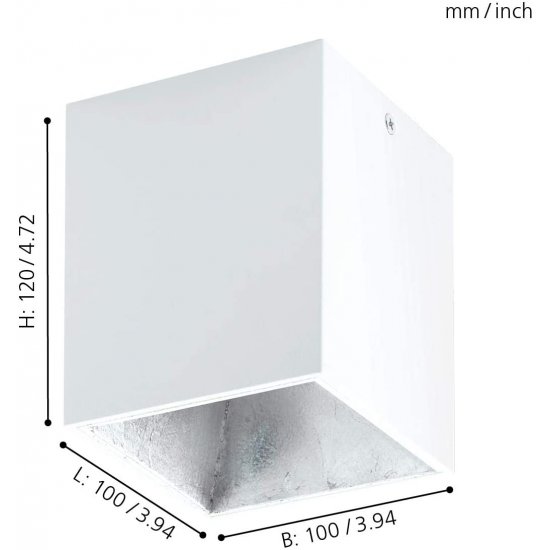 LED луна за външен монтаж POLASSO 3.3W 3000K 340Lm IP20 квадратна бяло + сребристо