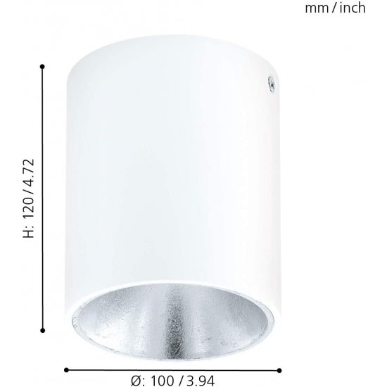 LED луна за външен монтаж POLASSO 3.3W 3000K 340Lm IP20 бяло + сребристо