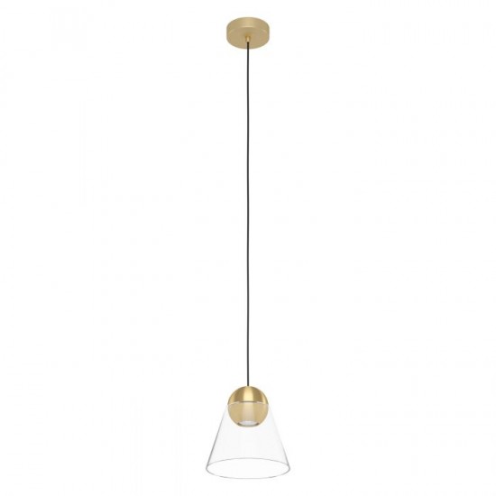 Пендел CERASELLA 1хGU10 LED 4.5W 3000K 345Lm P20 мат месинг + прозрачно