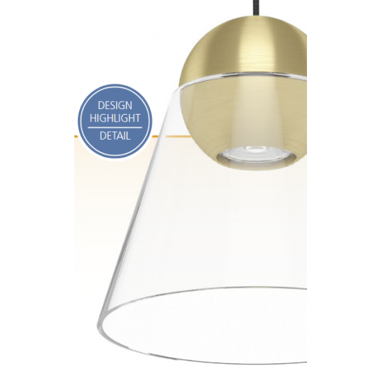 Пендел CERASELLA 3хGU10 LED 3х4.5W 3000K 3х345Lm P20 мат месинг + прозрачно