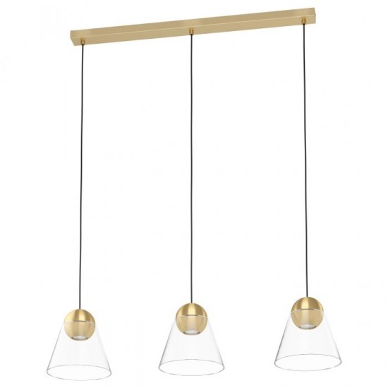 Пендел CERASELLA 3хGU10 LED 3х4.5W 3000K 3х345Lm P20 мат месинг + прозрачно