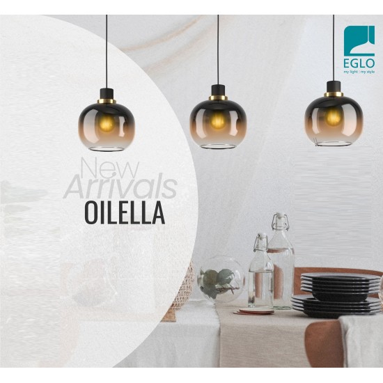 Пендел OILELLA 3хE27 max 3х40W IP20 черно + месинг и кафяво-черно