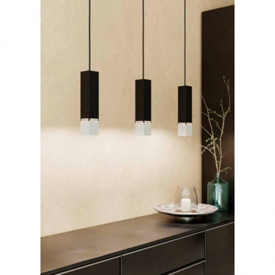 Пендел BUTRANO 1хGU10 LED 4.5W 3000K 345Lm IP20 черно + сребристо