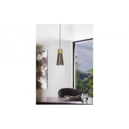 Пендел LOSALOMAS 1хGU10 LED 4.5W 3000K 345Lm IP20 мока + мат месинг