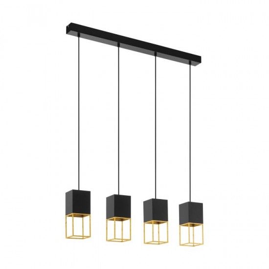 Пендел MONTEBALDO 4хGU10 LED 4х4.5W 3000K 4х345Lm P20 черно + златно