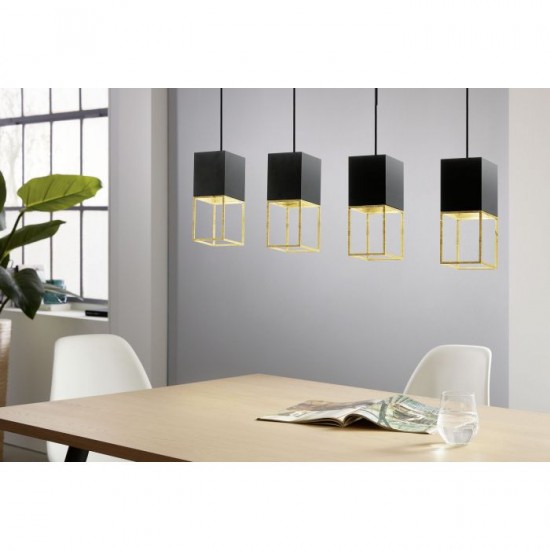Пендел MONTEBALDO 4хGU10 LED 4х4.5W 3000K 4х345Lm P20 черно + златно