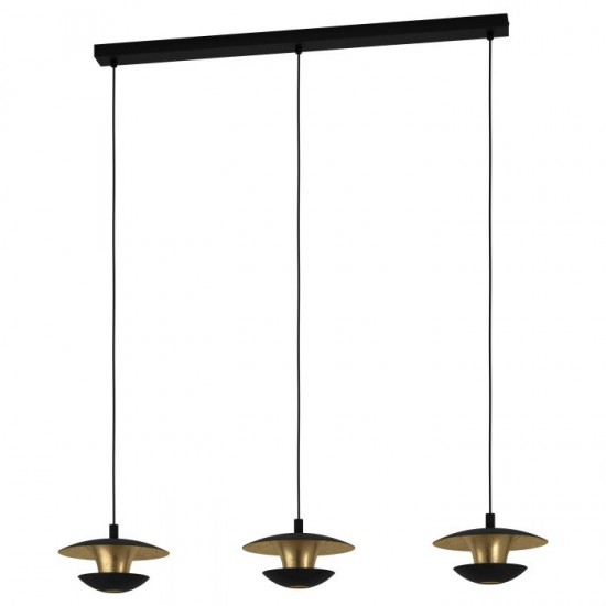 Пендел NUVANO 3хGU10 LED 3x4.5W 3000K 3x345Lm IP20 черно + златно