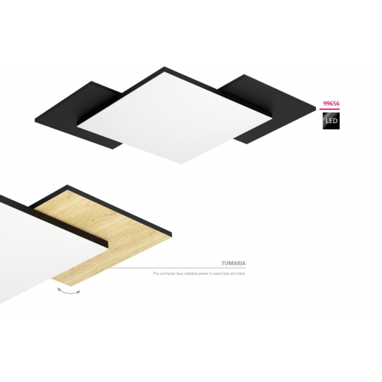 LED плафон TAMURIA 10W 3000K 1150Lm IP20 черно + дърво и бяло