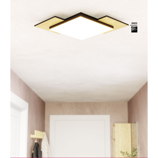 LED плафон TAMURIA 10W 3000K 1150Lm IP20 черно + дърво и бяло