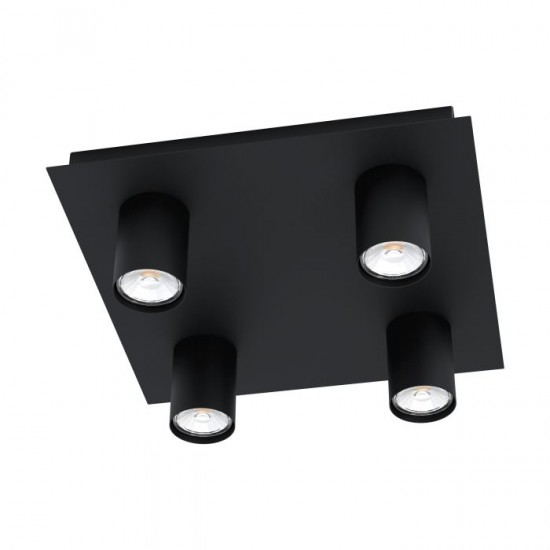 LED спот VALCASOTTO GU10 4х4.5W 3000K 4x345Lm IP20 квадрат черен