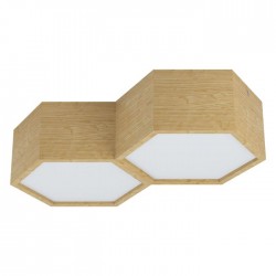 Плафон MIRLAS 2хE27 max 2х9W LED IP20 пчелна пита светло дърво + бяло